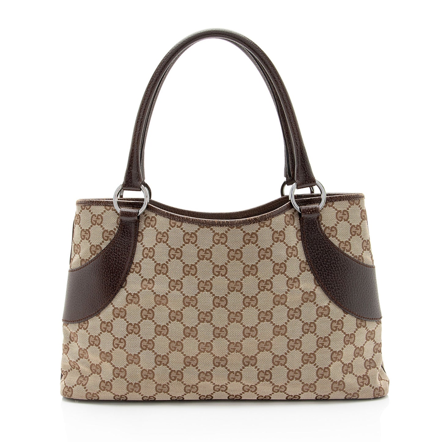 Gucci GG SHF-kAPfKv Leather Canvas Brown Tote Bag