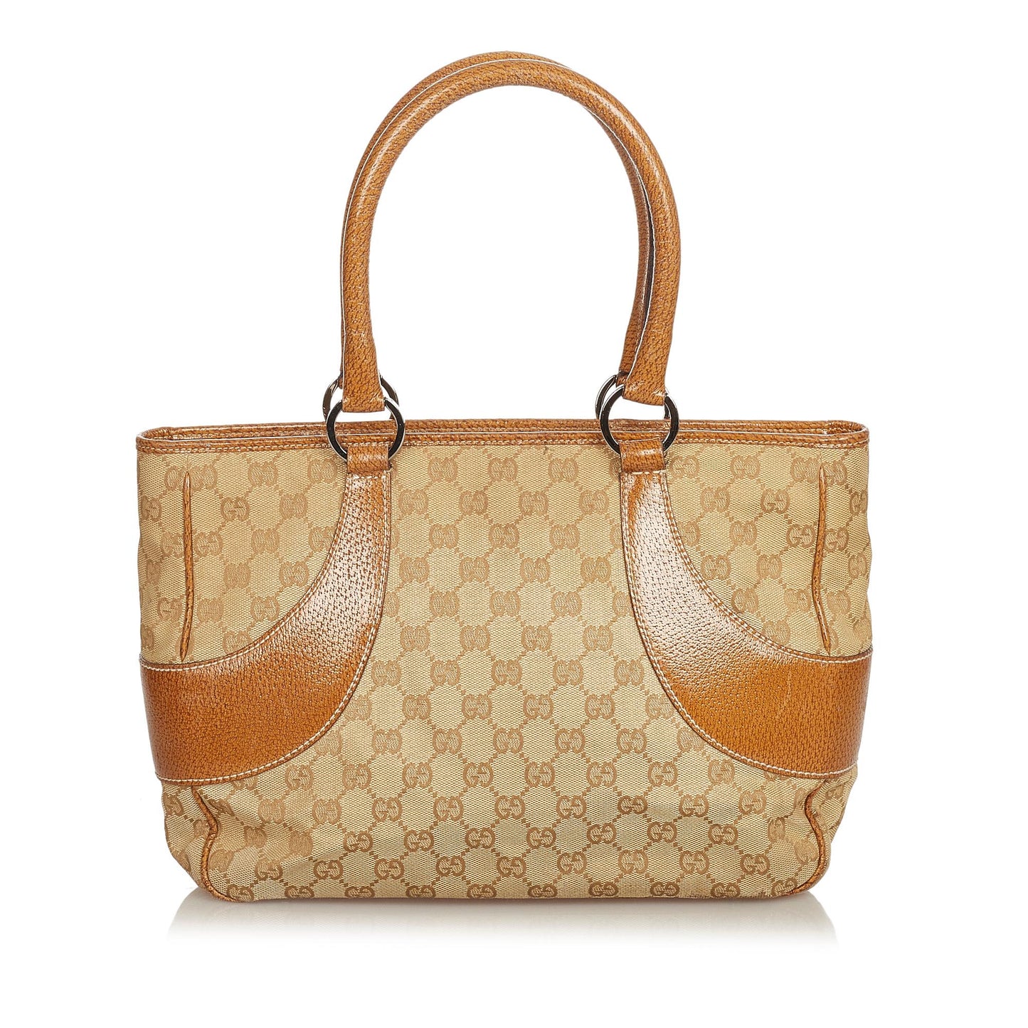 Gucci GG SHG Canvas Calf Brown Tote Bag 12