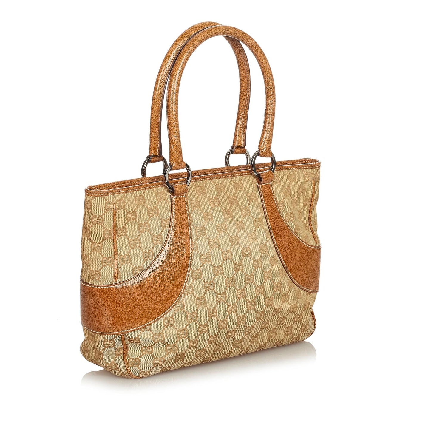 Gucci GG SHG Canvas Calf Brown Tote Bag 12