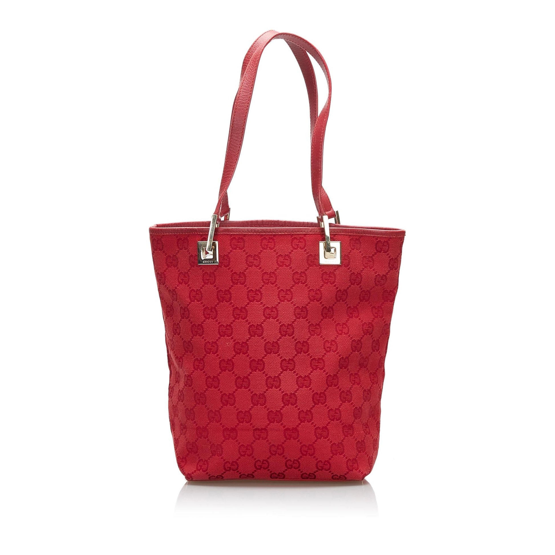 Gucci GG SHG-rCUGIB Canvas Red Tote Bag