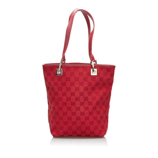 Gucci GG SHG-rCUGIB Canvas Red Tote Bag