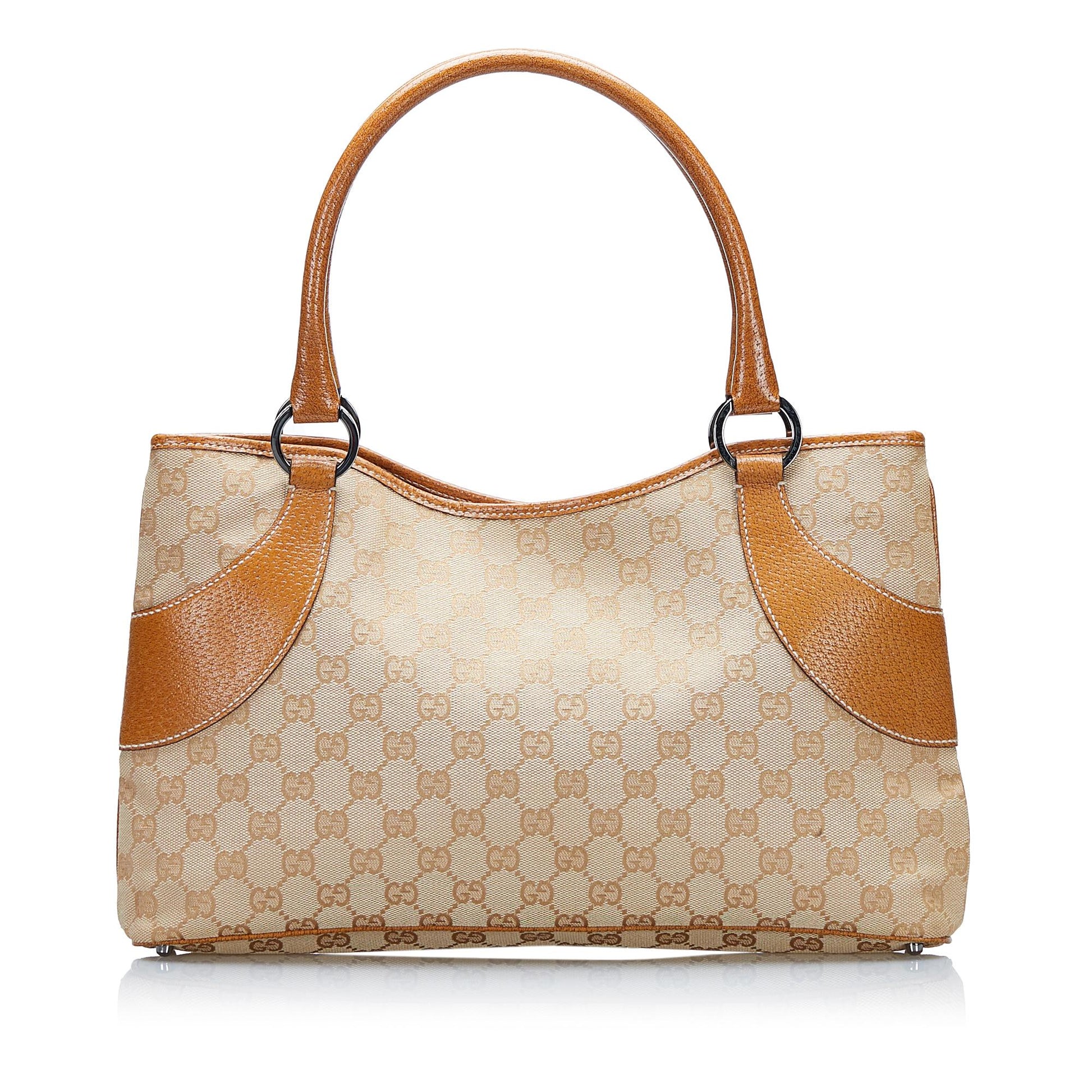 Gucci GG SHG-zoqUCU Canvas Calf Brown Tote Bag