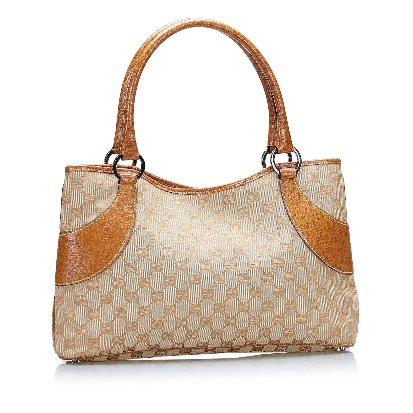Gucci GG SHG-zoqUCU Canvas Calf Brown Tote Bag