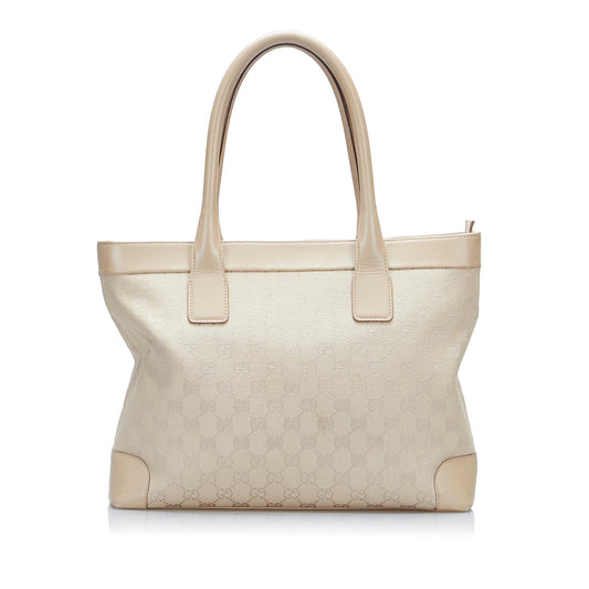 Gucci GG SHG-DYG1ik Canvas Calf Brown Tote Bag