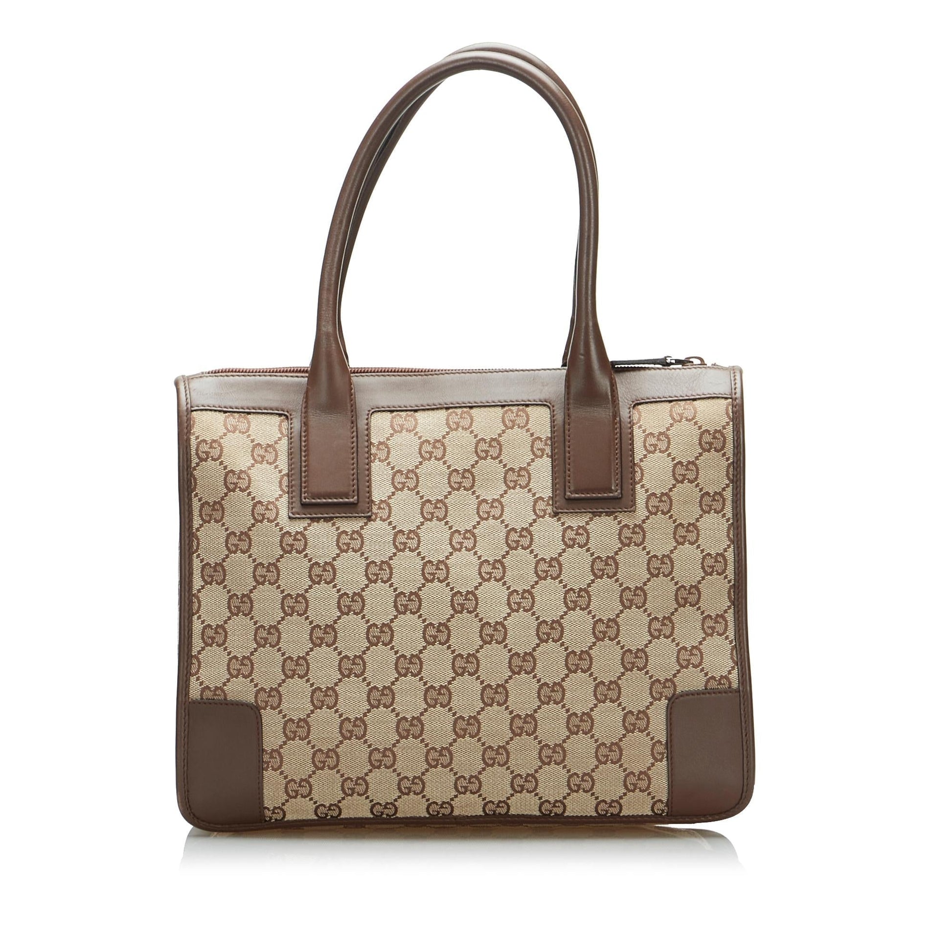 Gucci GG SHG-rxxO5q Canvas Calf Brown Tote Bag