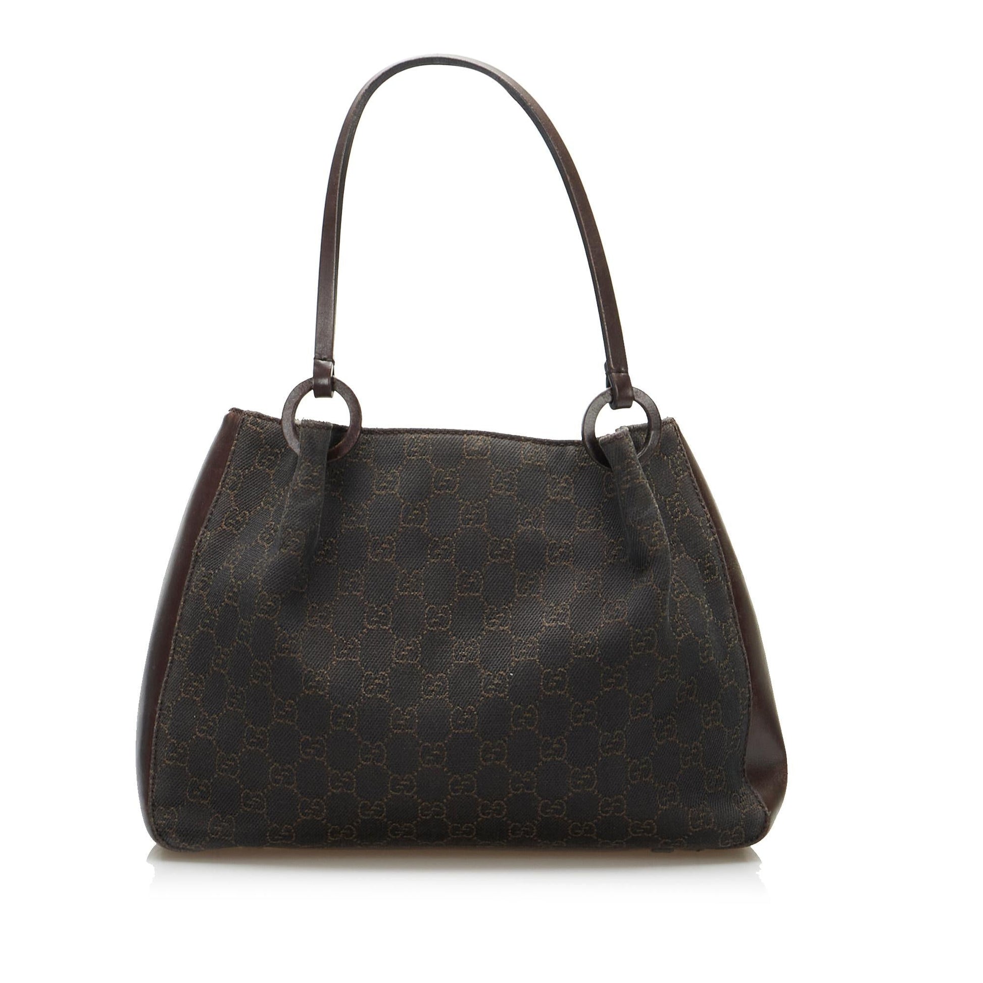 Gucci GG SHG-pjll7V Canvas Calf Brown Tote Bag