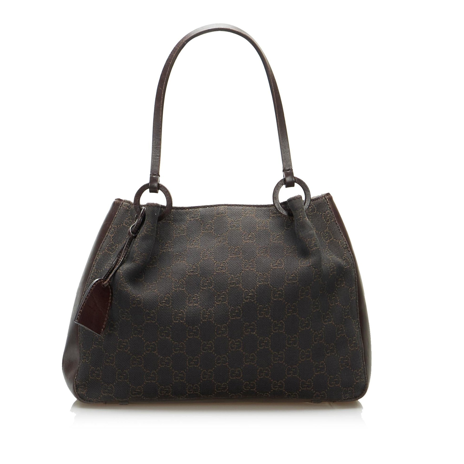 Gucci GG SHG-pjll7V Canvas Calf Brown Tote Bag