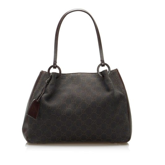 Gucci GG SHG-pjll7V Canvas Calf Brown Tote Bag