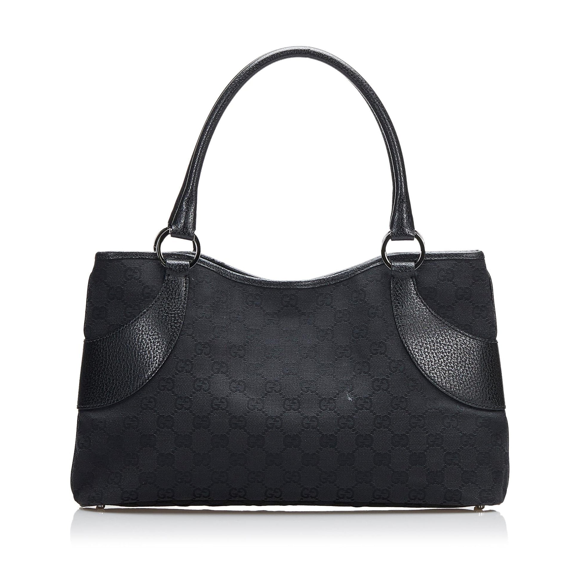 Gucci GG SHG-A9Et8J Canvas Calf Black Tote Bag