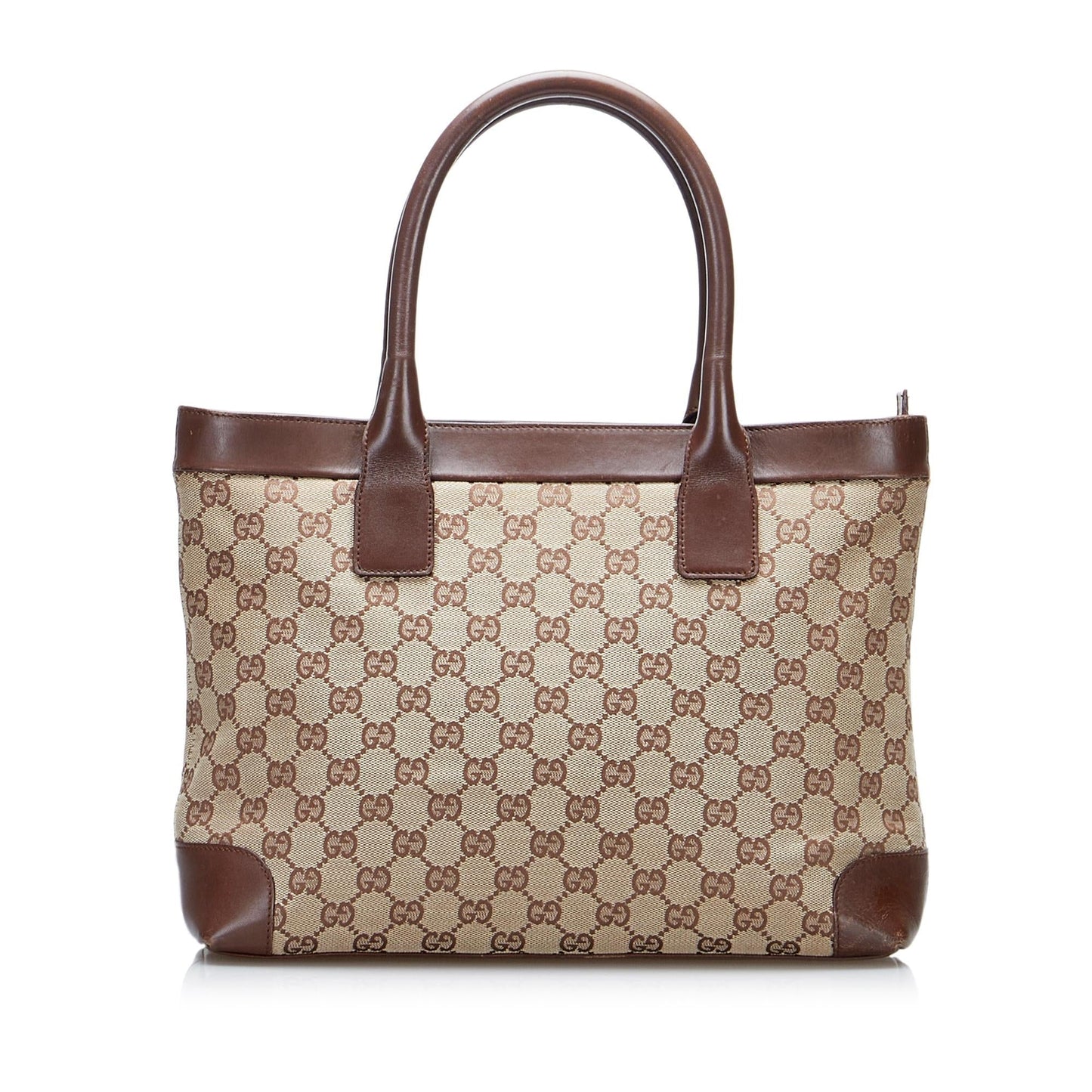 Gucci GG SHG-6ULKyW Canvas Calf Brown Tote Bag
