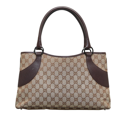 Gucci GG SHG-zPhwGn Canvas Calf Brown Tote Bag