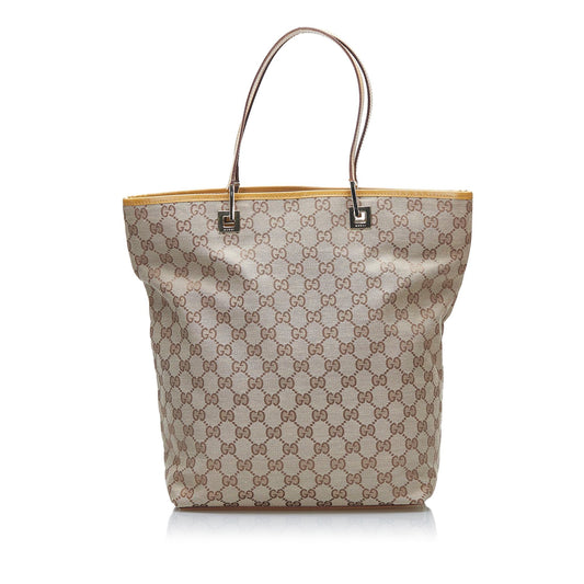 Gucci GG SHG-BRgxUi Canvas Calf Brown Tote Bag