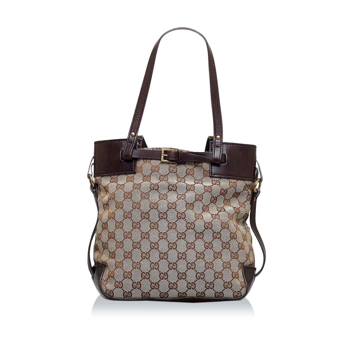 Gucci GG SHG-R0wmTt Canvas Calf Brown Tote Bag