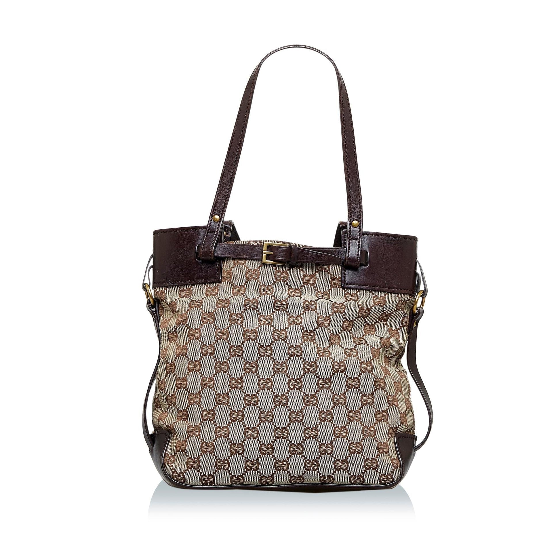 Gucci GG SHG-R0wmTt Canvas Calf Brown Tote Bag