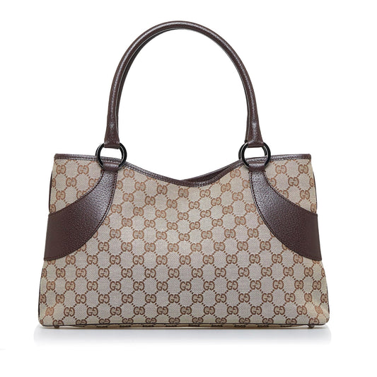 Gucci GG SHG-U8CAiL Canvas Calf Brown Tote Bag