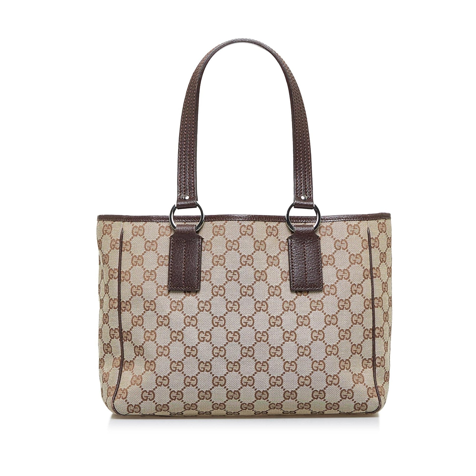 Gucci GG SHG-dXgyjE Canvas Calf Brown Tote Bag