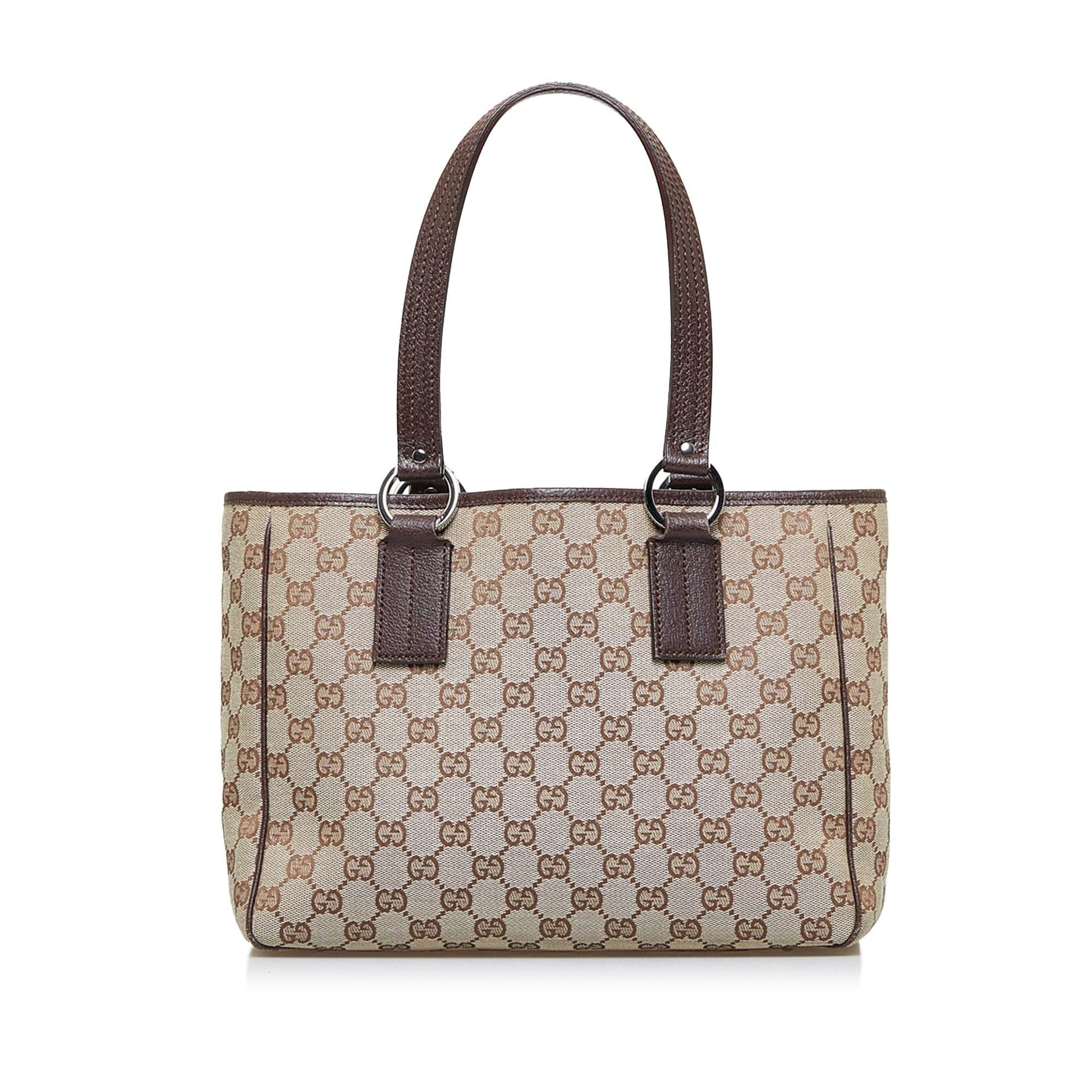 Gucci GG SHG-dXgyjE Canvas Calf Brown Tote Bag
