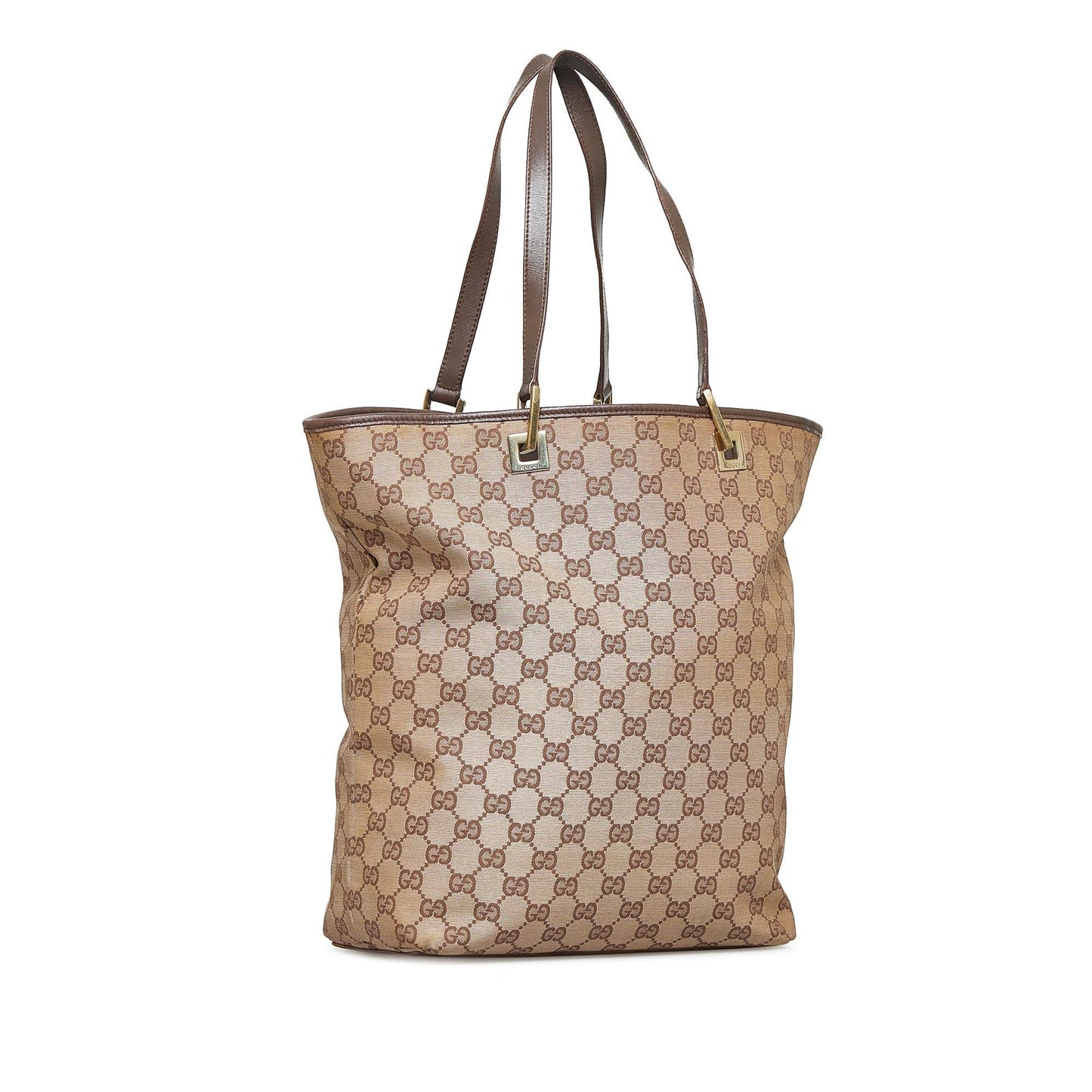 Gucci GG SHG-7vYH01 Canvas Calf Brown Tote Bag