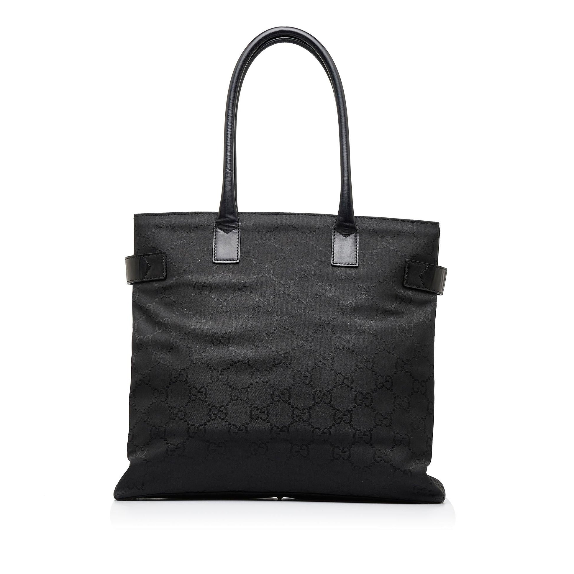 Gucci GG SHG-e1xQ03 Canvas Calf Black Tote Bag
