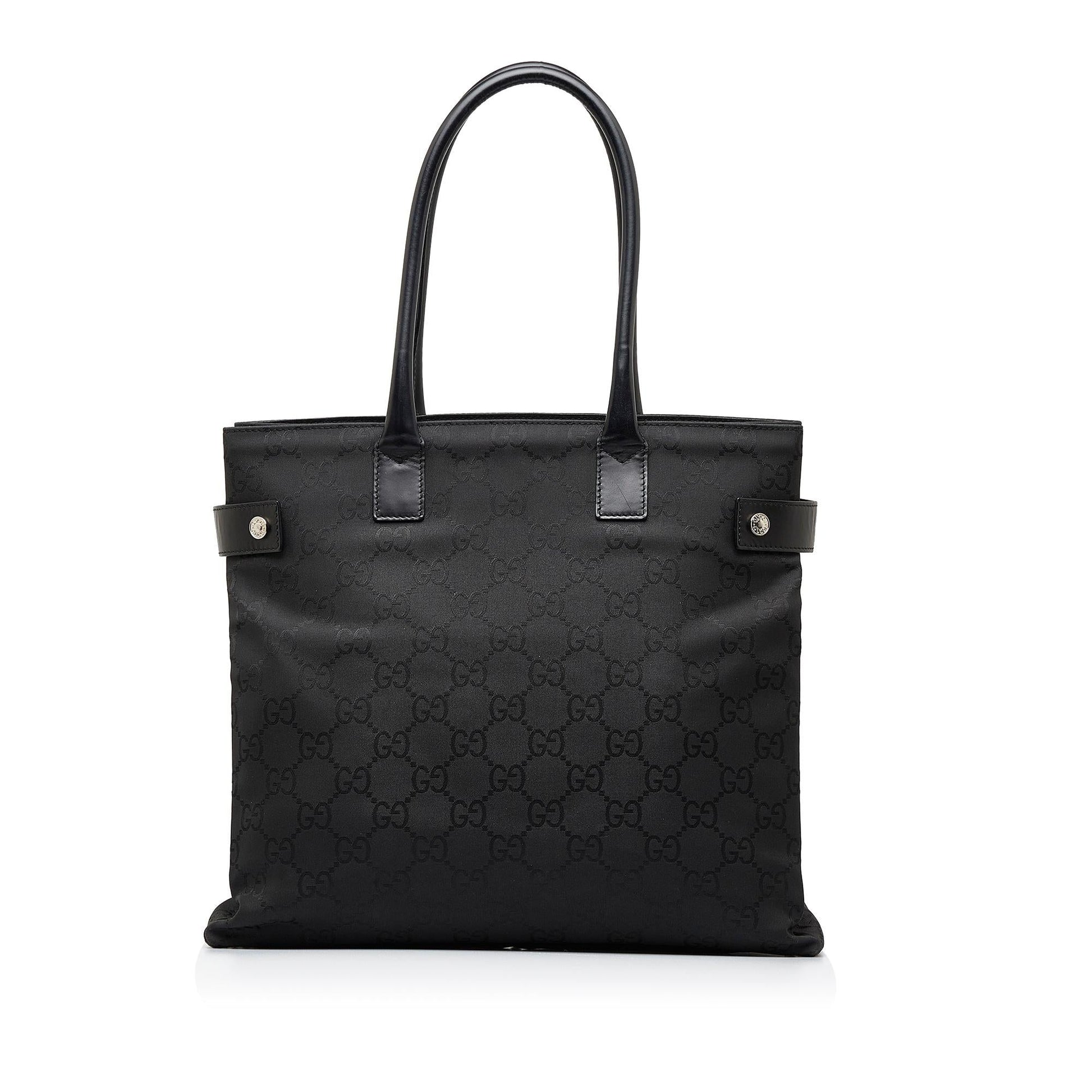 Gucci GG SHG-e1xQ03 Canvas Calf Black Tote Bag