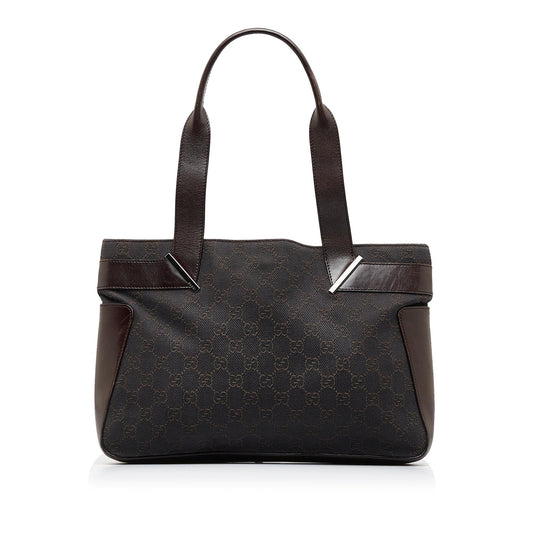 Gucci GG SHG-L7m7aX Canvas Brown Tote Bag