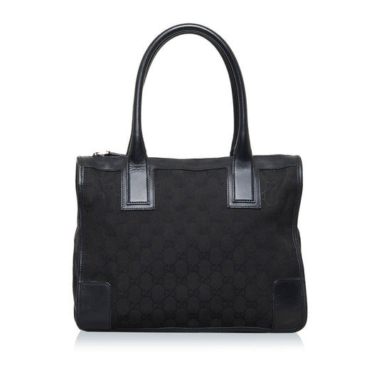 Gucci GG SHG-wFHuvA Canvas Calf Black Tote Bag