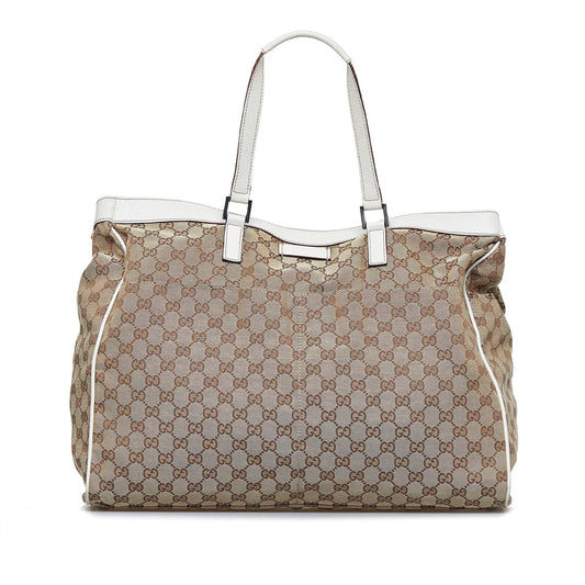Gucci GG SHG-4HWOKn Canvas Brown Tote Bag