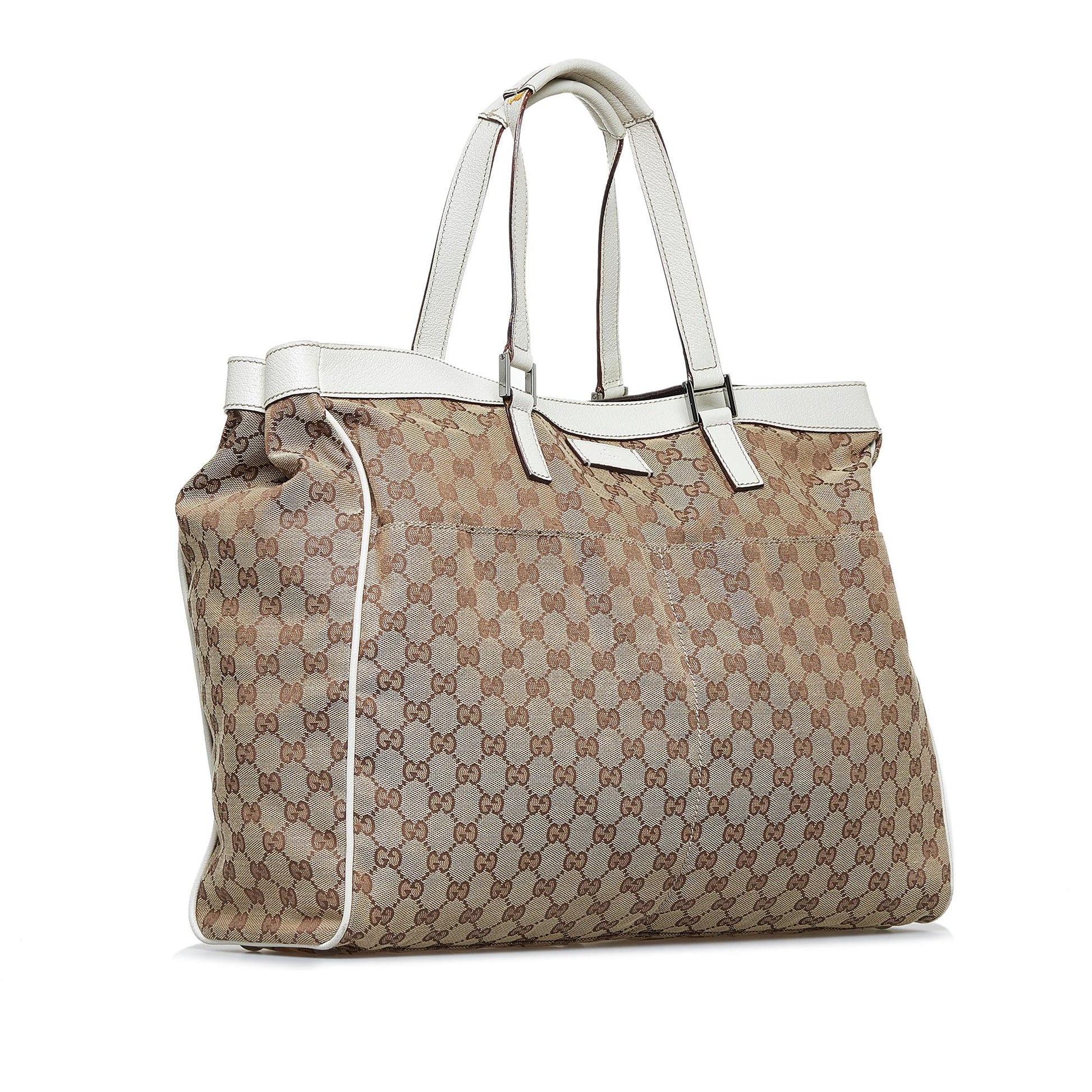 Gucci GG SHG-4HWOKn Canvas Brown Tote Bag