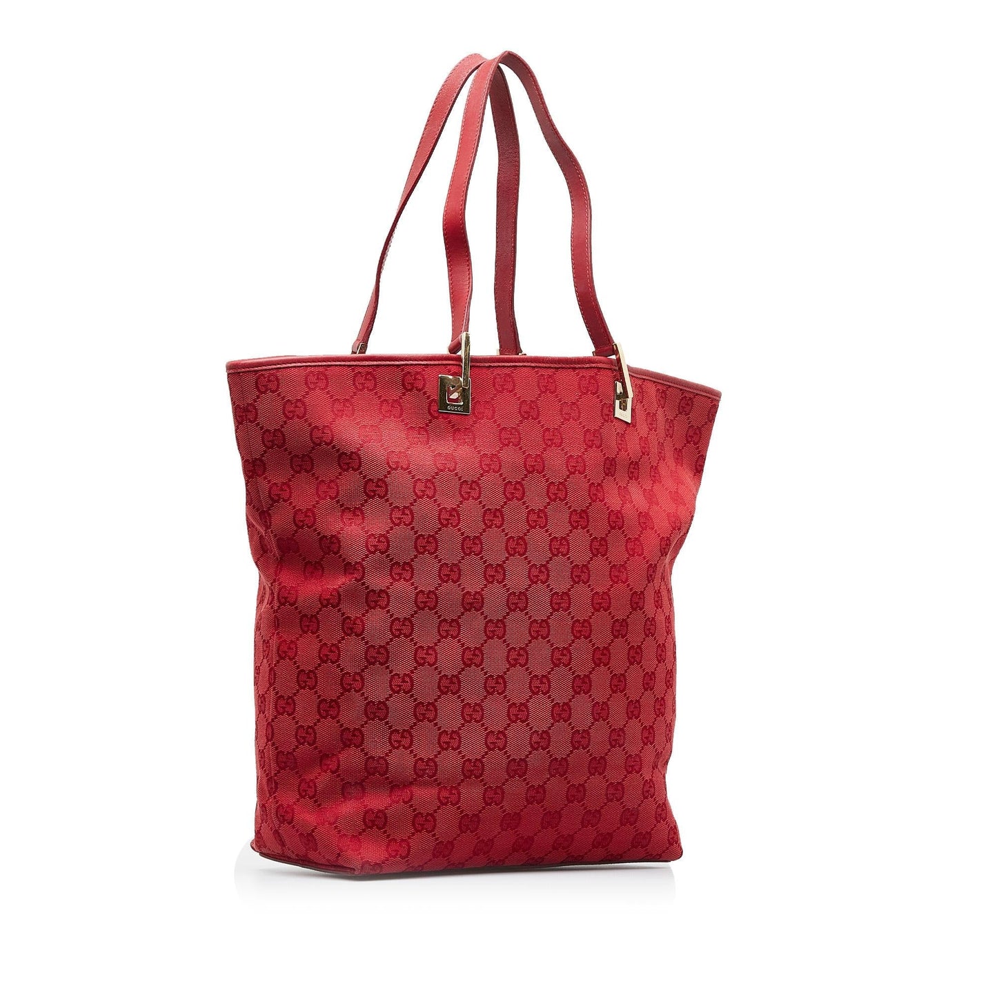 Gucci GG SHG-MZWeIu Canvas Calf Red Tote Bag