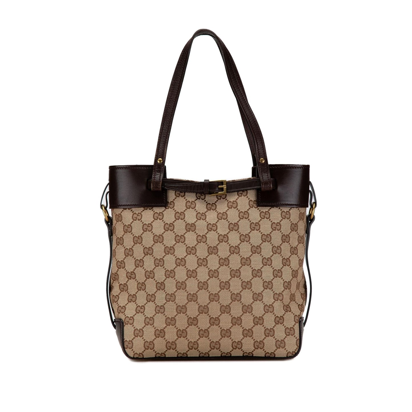 Gucci GG SHG-Y6cl8O Canvas Calf Brown Tote Bag