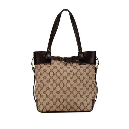 Gucci GG SHG-Y6cl8O Canvas Calf Brown Tote Bag