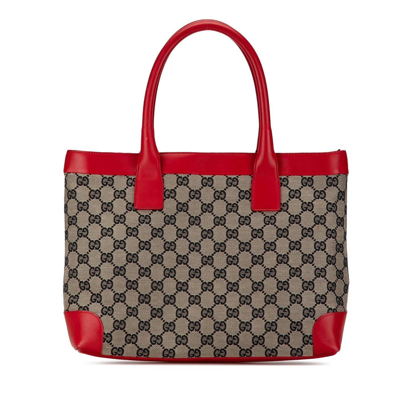 Gucci GG SHG-kbk6ZY Canvas Calf Brown Red Tote Bag