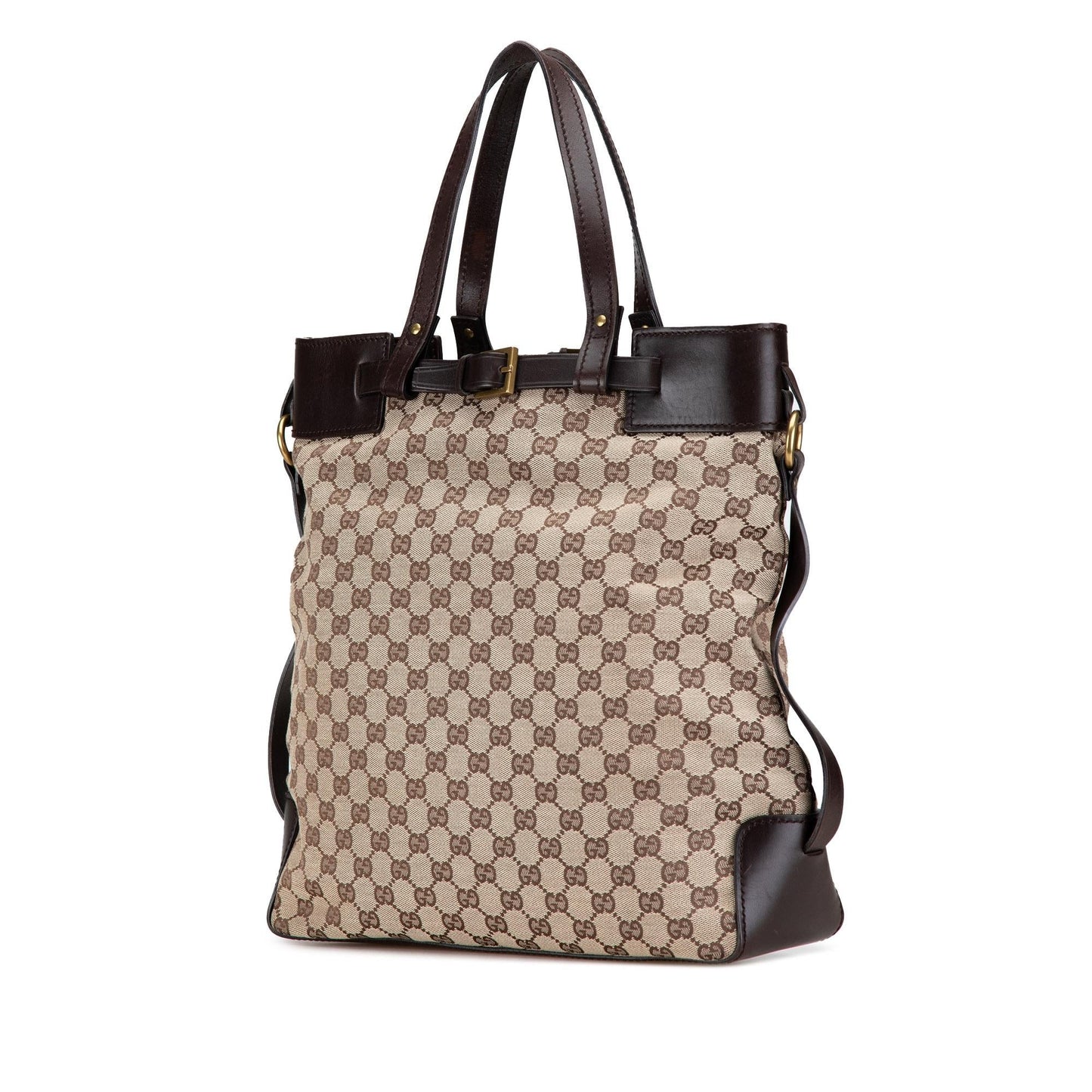Gucci GG SHG-WSvIs4 Canvas Calf Brown Tote Bag