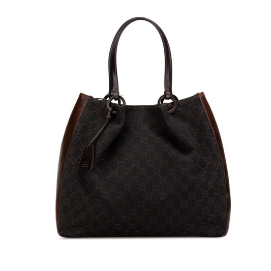 Gucci GG SHG-NAvK56 Canvas Calf Brown Tote Bag