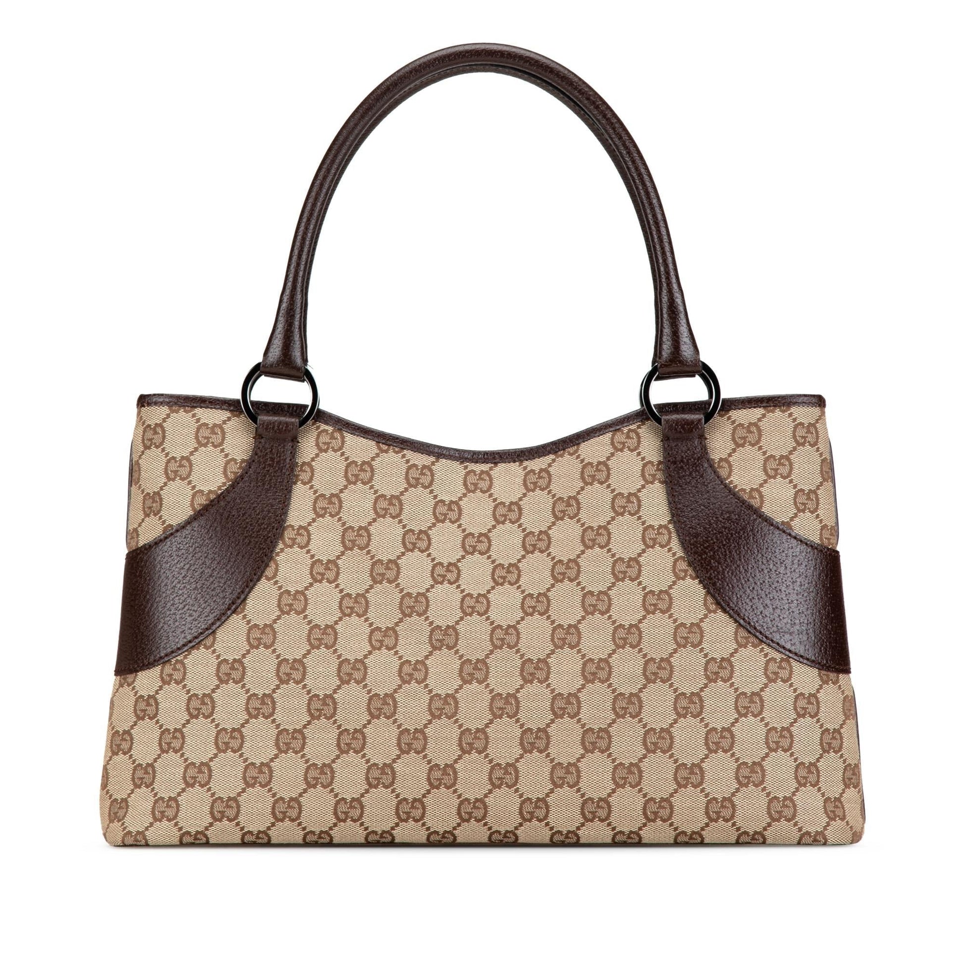 Gucci GG SHG-vHhJ7F Canvas Calf Brown Tote Bag