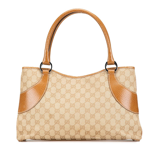 Gucci GG SHG-SQzjTK Canvas Calf Brown Tote Bag