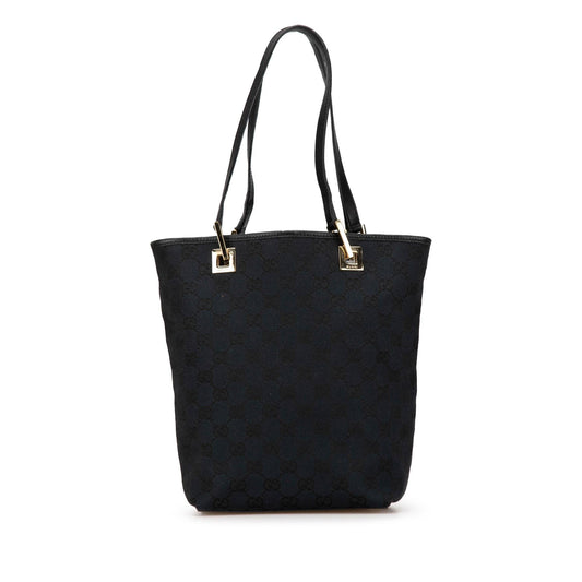 Gucci GG Canvas Calf Black Tote Bag Tote 1