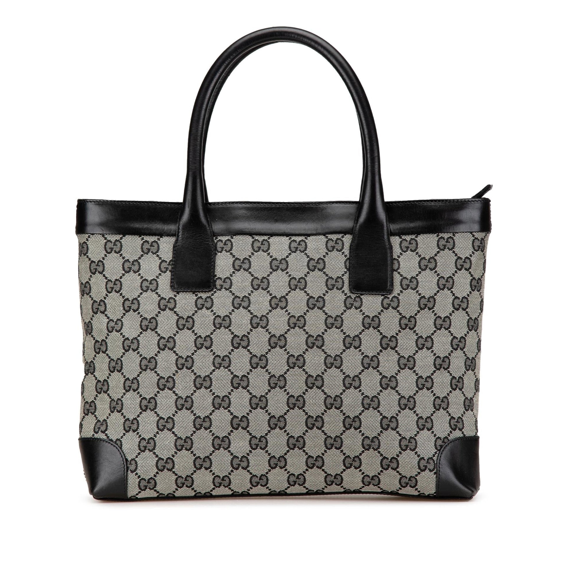 Gucci GG Canvas Calf Black Grey Tote Bag