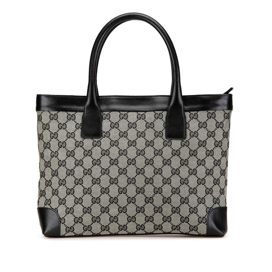 Gucci GG Canvas Calf Black Grey Tote Bag