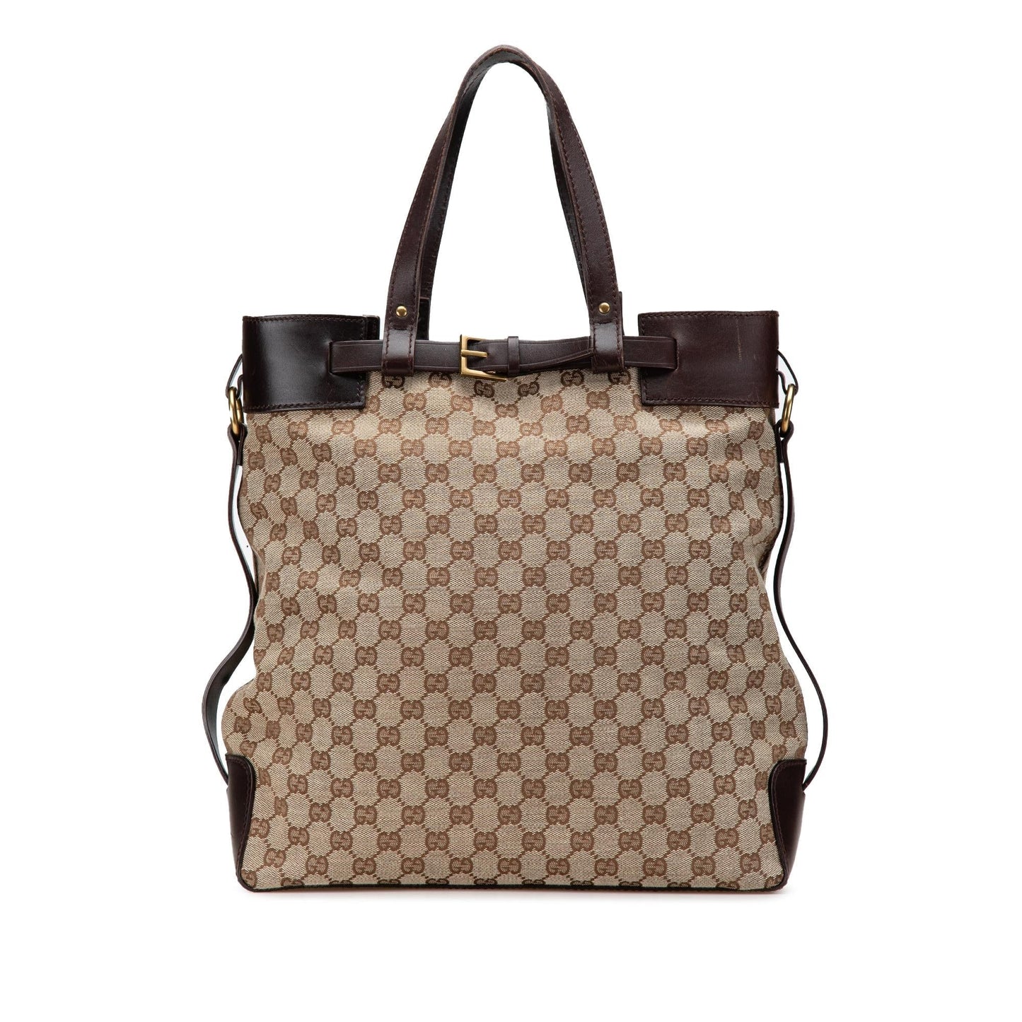 Gucci GG Canvas Calf Brown Tote Bag Tote 5