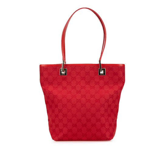 Gucci GG Canvas Calf Red Tote Bag Tote 6