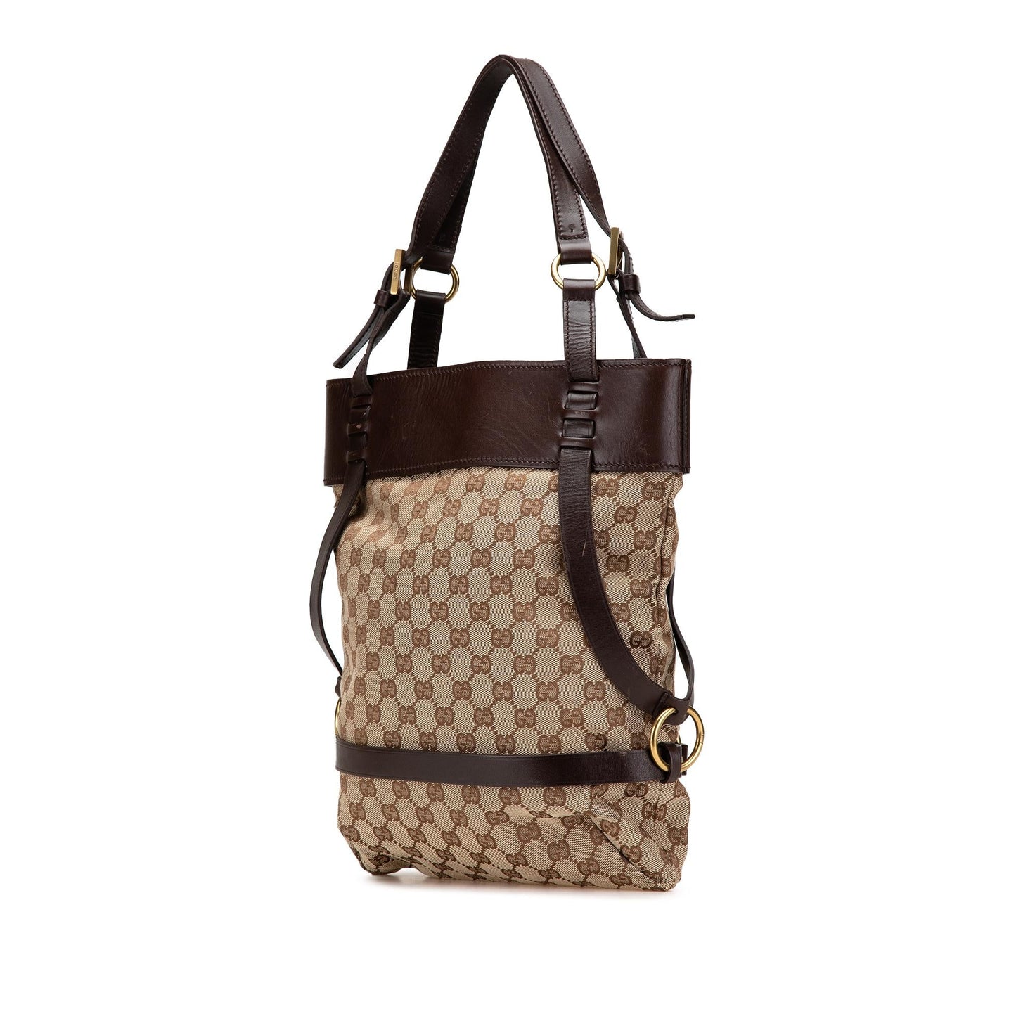 Gucci GG Canvas Calf Brown Tote Bag