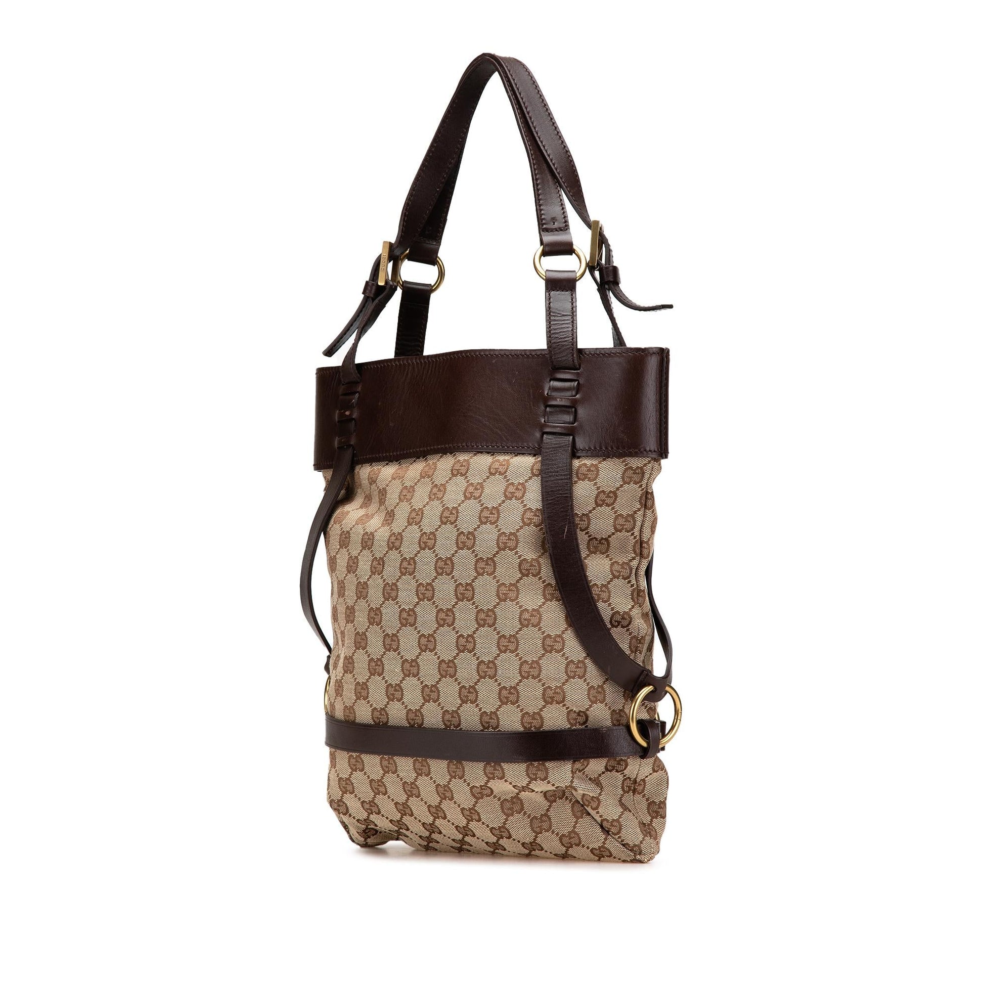 Gucci GG Canvas Calf Brown Tote Bag