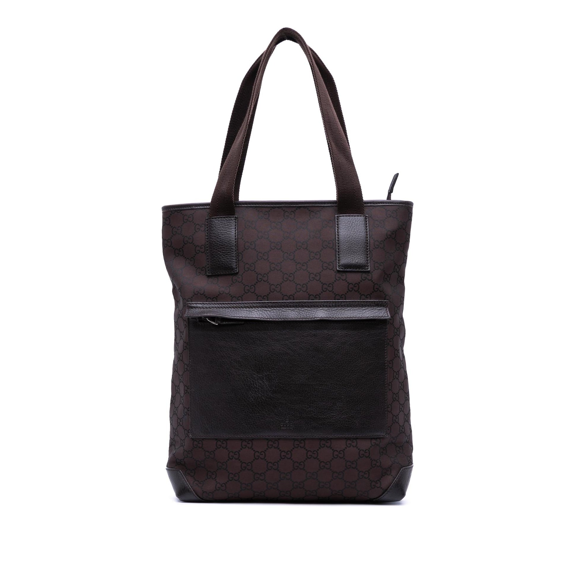 Gucci GG Canvas Calf Brown Tote Bag Tote 20