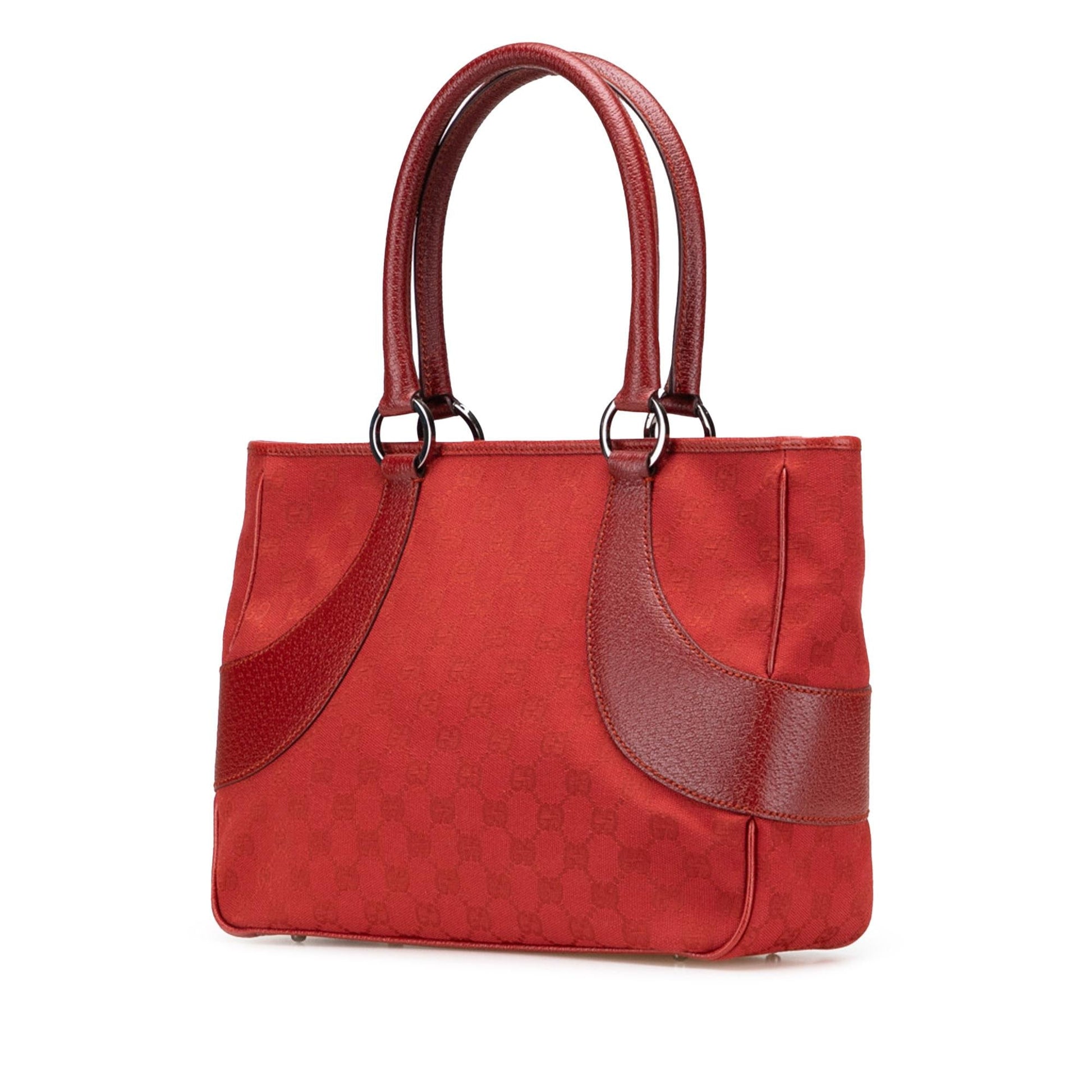 Gucci GG Canvas Calf Red Tote Bag Tote 26