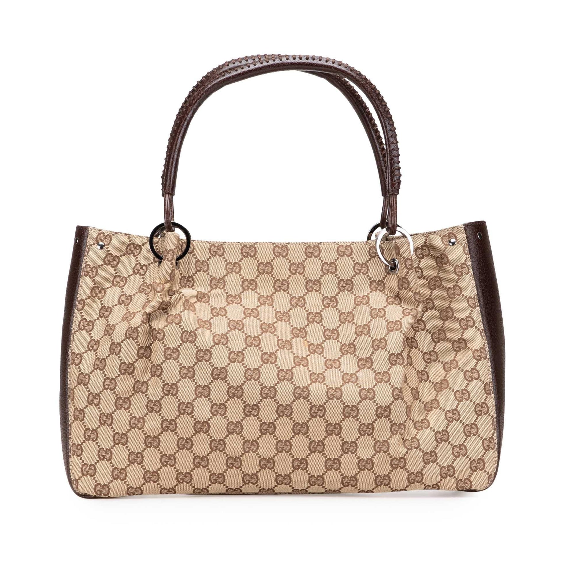 Gucci GG Canvas Calf Brown Tote Bag Tote 21