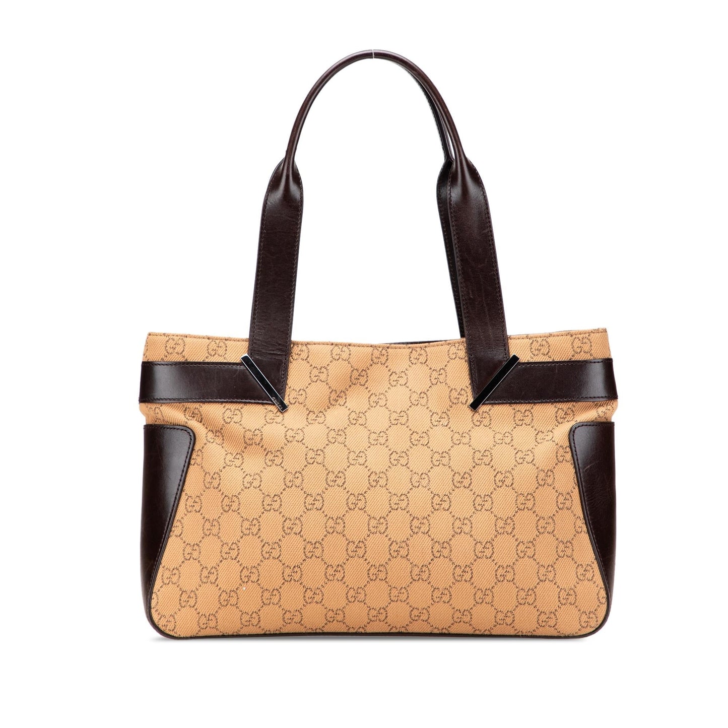 Gucci GG Canvas Calf Brown Tote Bag Tote 28