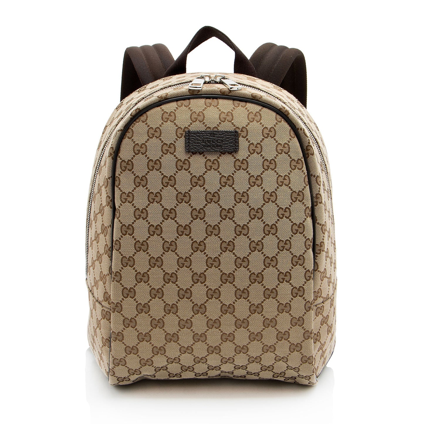 Gucci GG Backpack Leather Canvas Nylon Brown Shoulder Bag