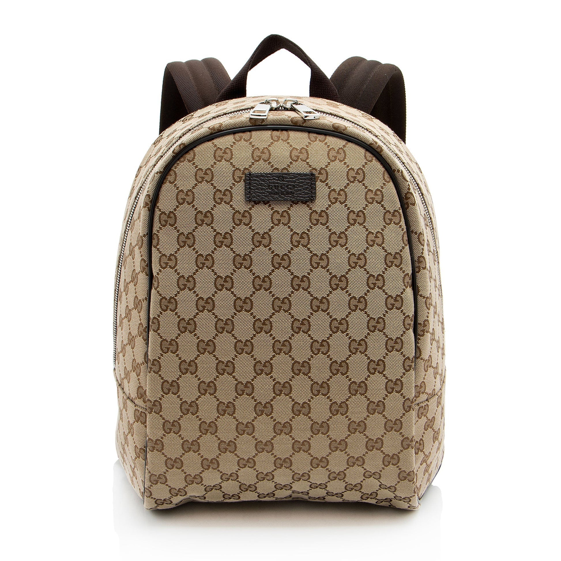 Gucci GG Backpack Leather Canvas Nylon Brown Shoulder Bag