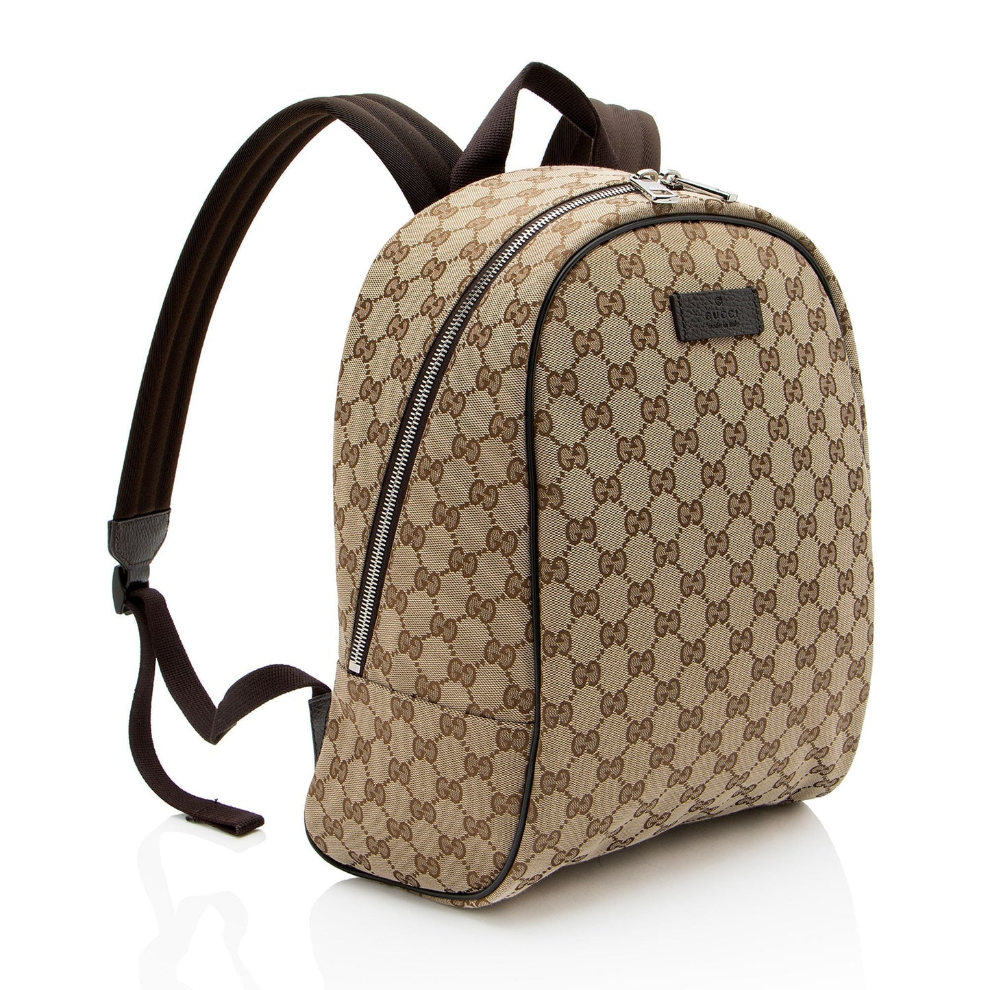 Gucci GG Backpack Leather Canvas Nylon Brown Shoulder Bag
